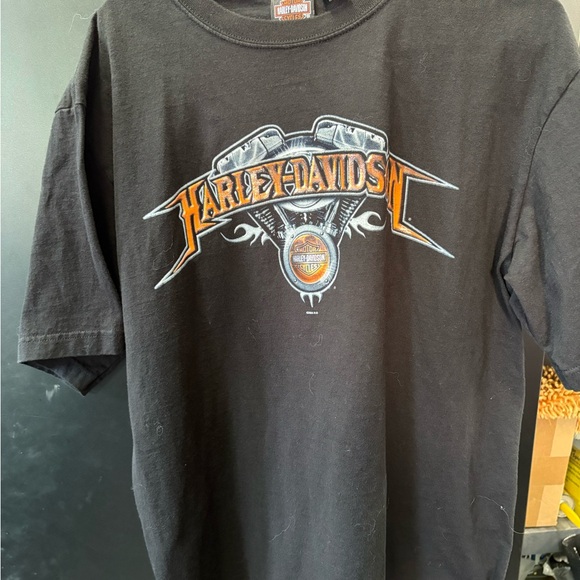 Harley-Davidson Black and Orange Short Sleeve Tee - Picture 1 of 4